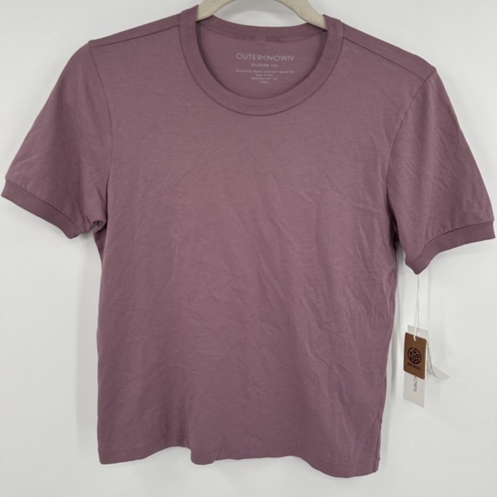 Outerknown Short‑Sleeve Crewneck Tee in Dusty Mauve